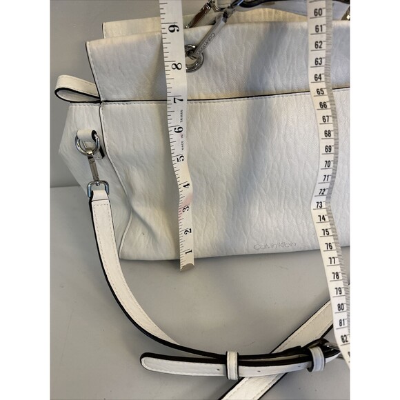 Calvin Klein White Satchel Handbag Silver Hardware Purse - Picture 5 of 15